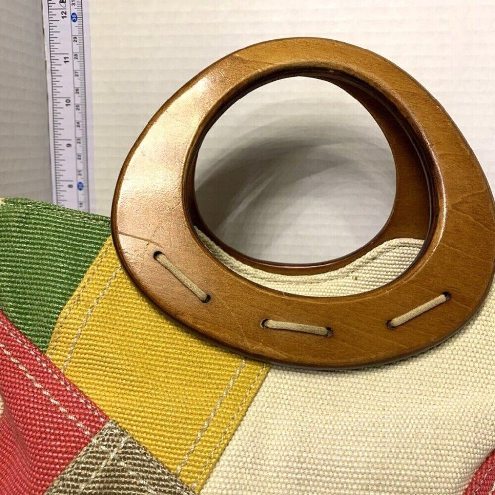 Relic Canvas Patchwork Satchel Handbag Purse Wood… - image 4